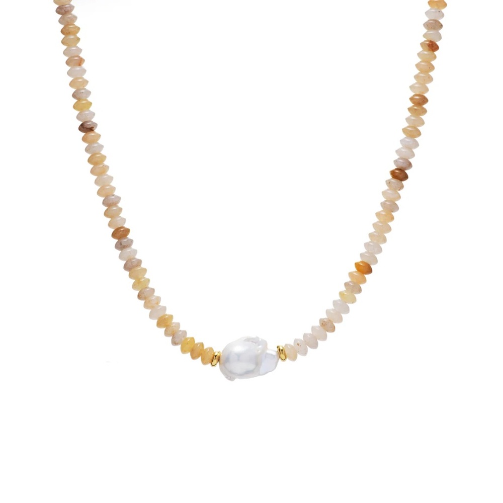 Topaz Beaded Baroque Pearl Necklace